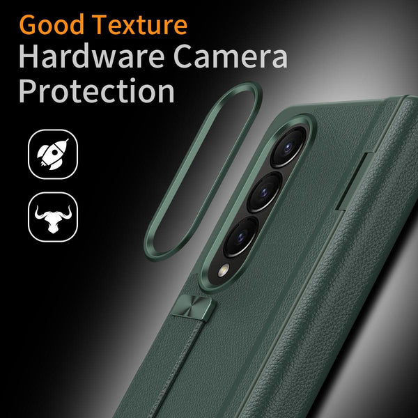 Samsung Galaxy Z Fold 4 Leather Wristband Phone Case Green Cases Covers & Skins