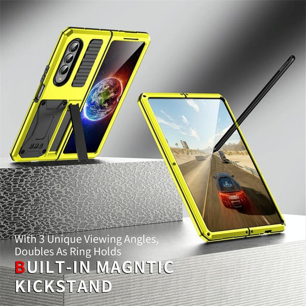 For Samsung Galaxy Z Fold4 5G Shockproof Metal Case With Holder Silver Cases Covers & Skins