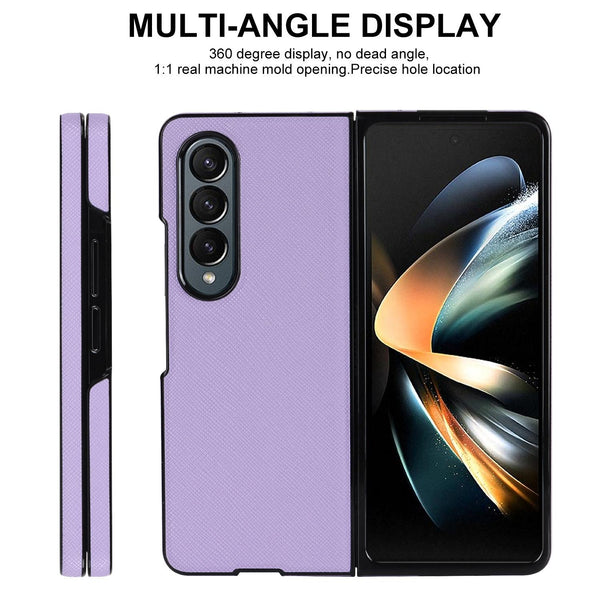 For Samsung Galaxy Z Fold4 5G Foldable Cross Pattern Phone Case Compact Design Rose Gold Other Mobile Accessories