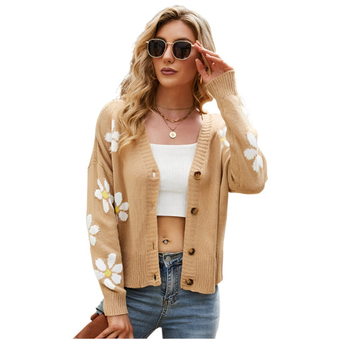 Autumn And Winter Female Knitted Cardigan College Style Sweater Jacket Camel Xl Jumpers & Cardigans