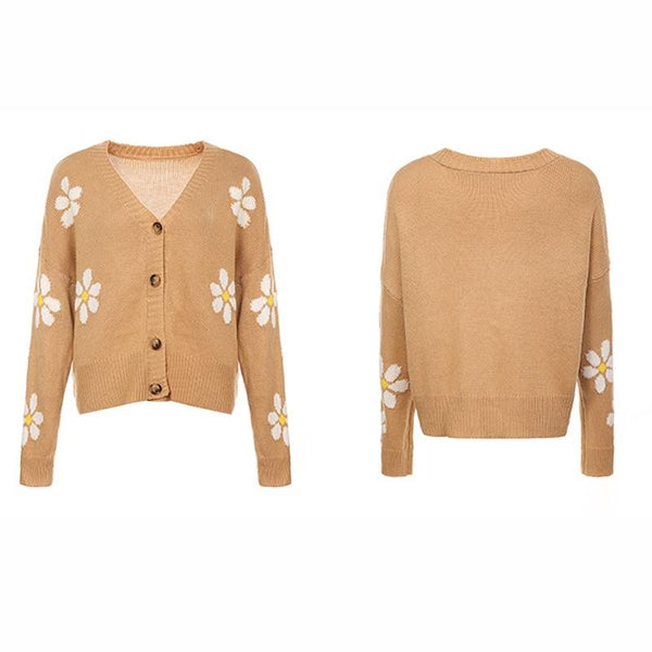 Autumn And Winter Female Knitted Cardigan College Style Sweater Jacket Camel Xl Jumpers & Cardigans