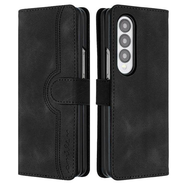 For Samsung Galaxy Z Fold4 5G Leather Phone Case With Heart Pattern Black Cases Covers & Skins