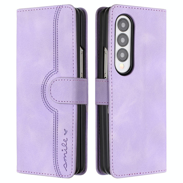 For Samsung Galaxy Z Fold4 5G Leather Phone Case With Heart Pattern Black Cases Covers & Skins