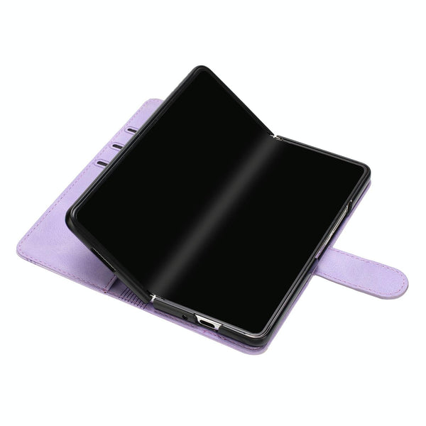 For Samsung Galaxy Z Fold4 5G Leather Phone Case With Heart Pattern Black Cases Covers & Skins