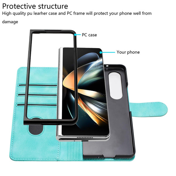 For Samsung Galaxy Z Fold4 5G Leather Phone Case With Heart Pattern Black Cases Covers & Skins
