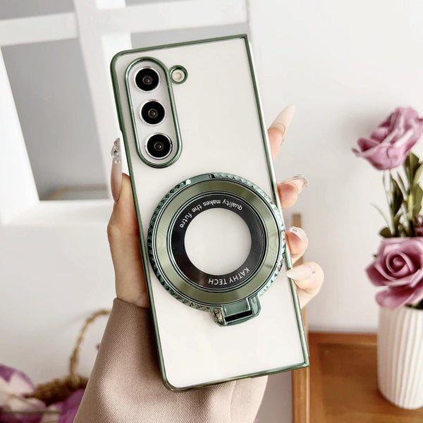 For Samsung Galaxy Z Fold4 5G Shockproof Magsafe Holder Rotating Plating Phone Case Green Cases Covers & Skins