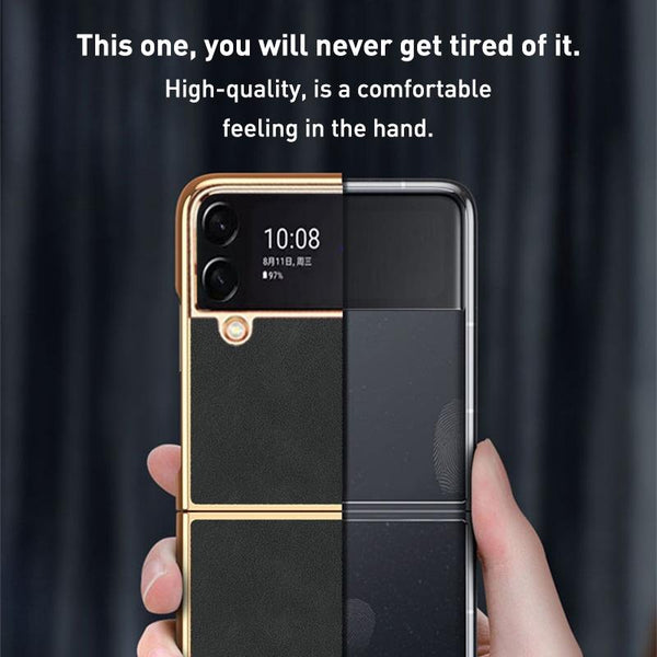 For Samsung Galaxy Z Fold4 5G Foldable Lambskin Phone Case Electroplated Grey Other Mobile Accessories