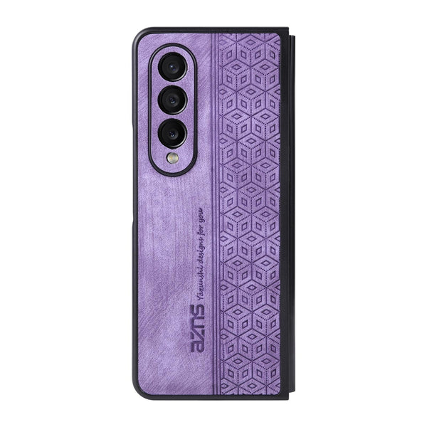 Embossed 3D Skin Texture Phone Case Sleek Design For Samsung Galaxy Z Fold4 5G Purple Other Mobile Accessories