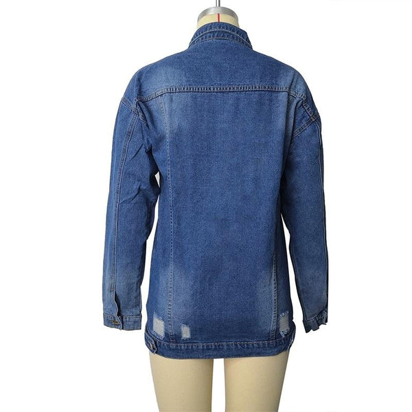 Women Plus Size Mid Length Ripped Denim Trench Coat Xl Coats Jackets & Vests