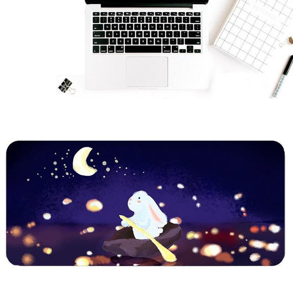 Parallel Waterproof Cartoon Mouse Pad Non Slip Design Rabbit On The Road Mouse Pads & Wrist Rests