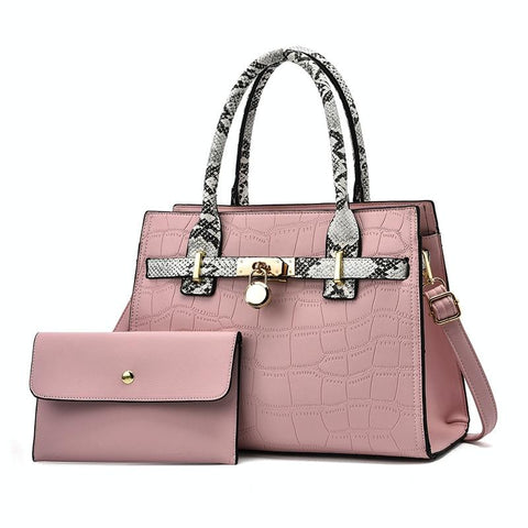Large Capacity 2 In 1 Stone Pattern Bags Versatile And Spacious Pink Women's Bags & Handbags