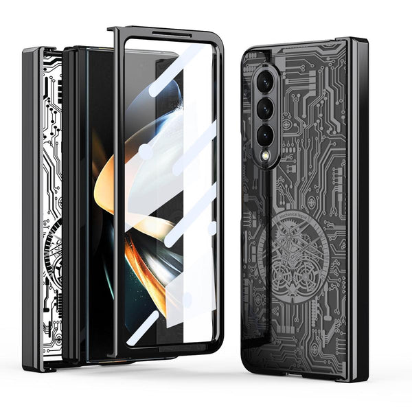 For Samsung Galaxy Z Fold4 5G Foldable Electroplated Phone Case Mechanical Legend 4. Black Other Mobile Accessories