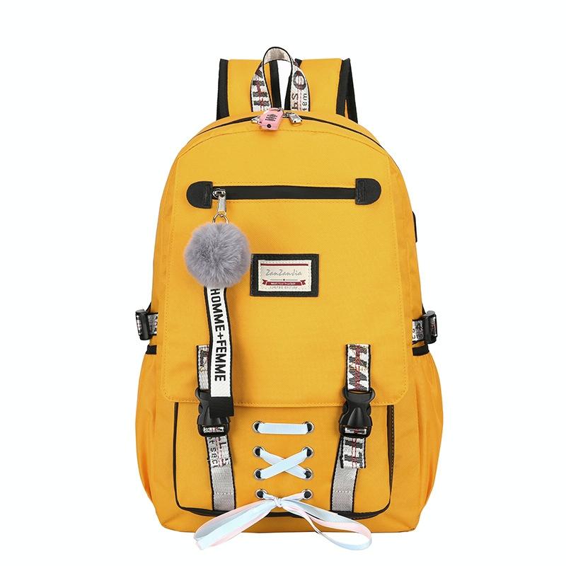 Anti Theft Usb Backpack For Sports And Leisure Yellow Backpacks