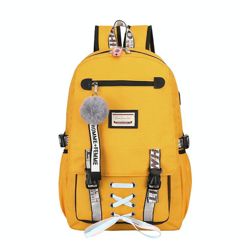 Anti Theft Usb Backpack For Sports And Leisure Yellow Backpacks