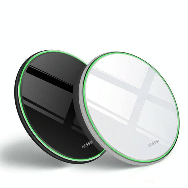 15W Round Wireless Charger Fast Mirror Black Chargers & Cradles