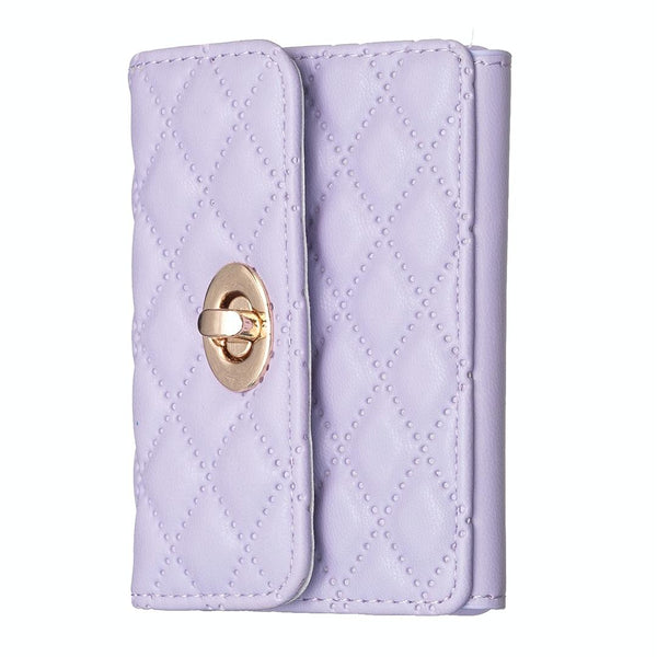 Horizontal Card Bag Mobile Phone Back Sticker With Metal Buckle Purple Cases Covers & Skins