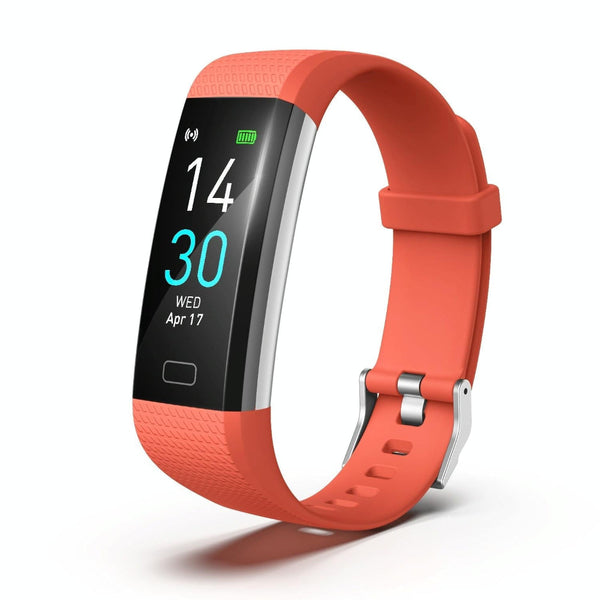 Waterproof Fitness Tracker Watch With Heart Rate Monitor In Orange Colour Smart Watches