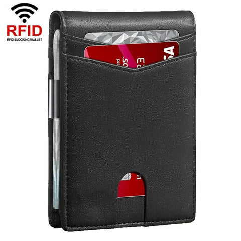 Rfid Protected Leather Credit Card Wallet Secure & Stylish Black Wallets