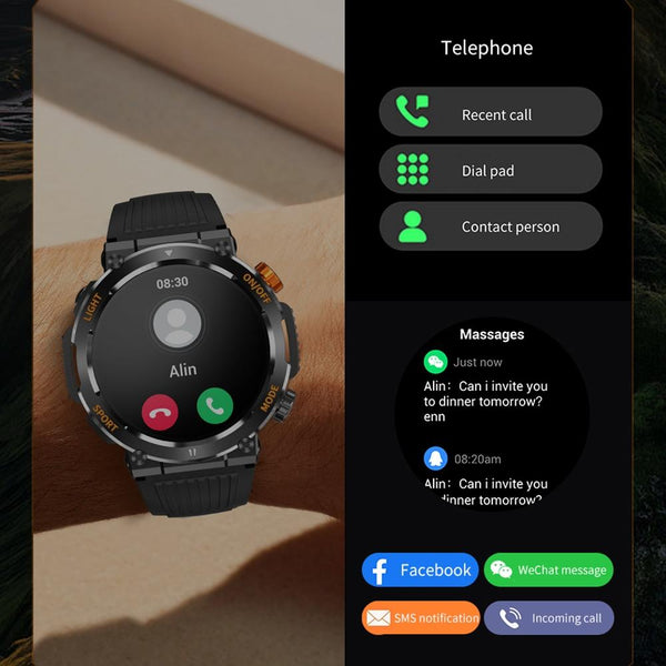 1.46 Inch Round Screen Bluetooth Smart Watch Support Health Monitoring & 100+ Sports Modes Green Smart Watches