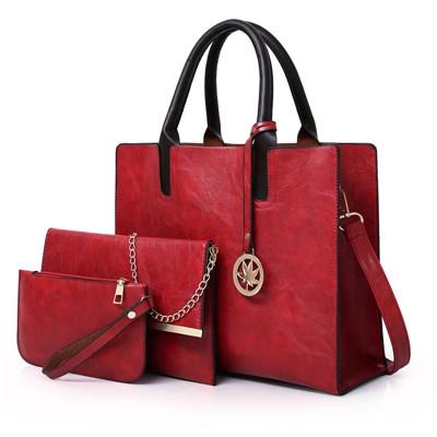 Versatile Leather Tote Bag For Women 3 In 1 Design Red Women's Bags & Handbags