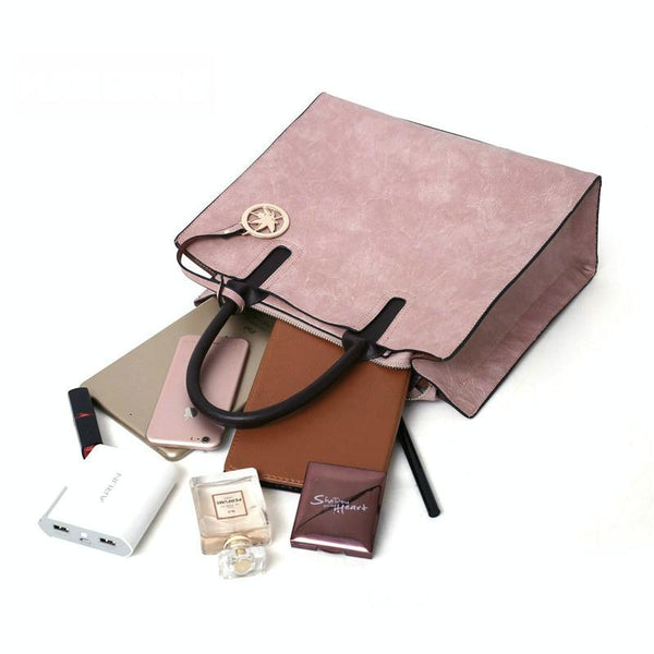 Versatile Leather Tote Bag For Women 3 In 1 Design Red Women's Bags & Handbags