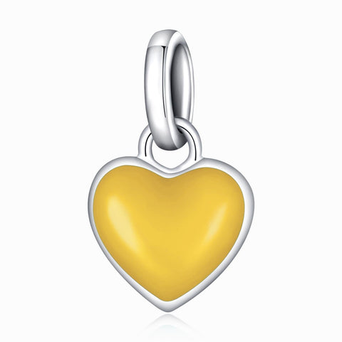 925 Sterling Silver Heart Pendant For Diy Bracelets & Necklaces Yellow Charms & Pendants