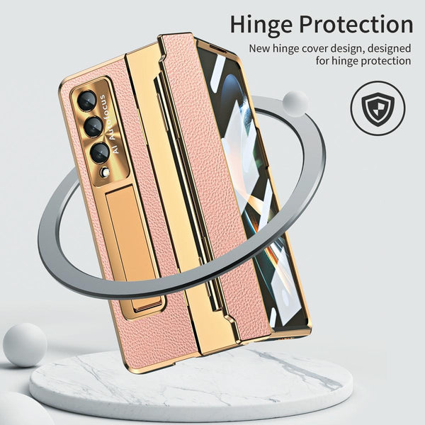 For Samsung Galaxy Z Fold4 5G Full Coverage Phone Case With Hinge Integrated Design Gold White Other Mobile Accessories