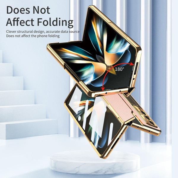 For Samsung Galaxy Z Fold4 5G Full Coverage Phone Case With Hinge Integrated Design Gold White Other Mobile Accessories