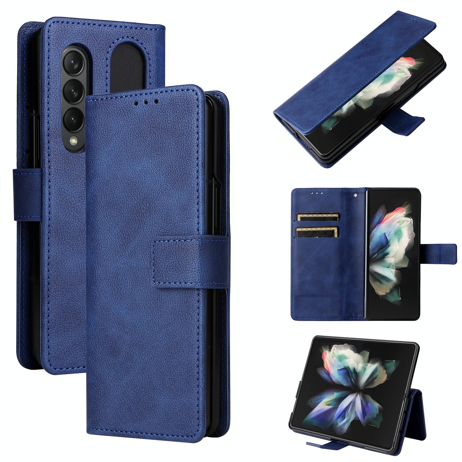 For Samsung Galaxy Z Fold4 5G Leather Flip Case With Pen Slot Royal Blue Cases Covers & Skins