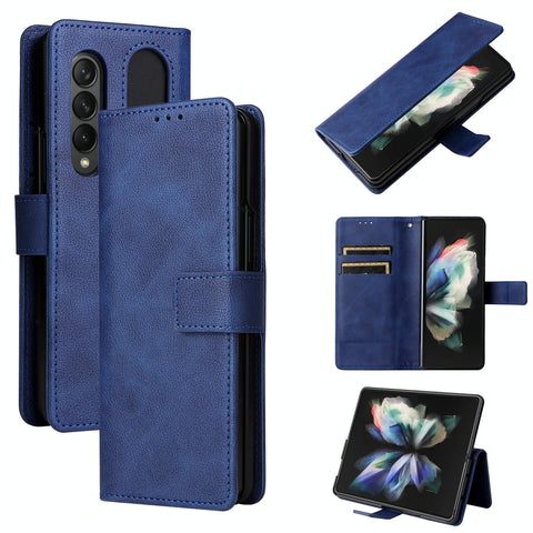 For Samsung Galaxy Z Fold4 5G Leather Flip Case With Pen Slot Royal Blue Cases Covers & Skins