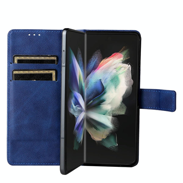For Samsung Galaxy Z Fold4 5G Leather Flip Case With Pen Slot Royal Blue Cases Covers & Skins