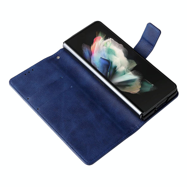 For Samsung Galaxy Z Fold4 5G Leather Flip Case With Pen Slot Royal Blue Cases Covers & Skins