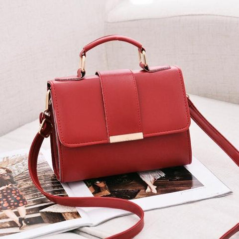Women Small Leather Shoulder Bag Flap Crossbody Messenger Red Women's Bags & Handbags