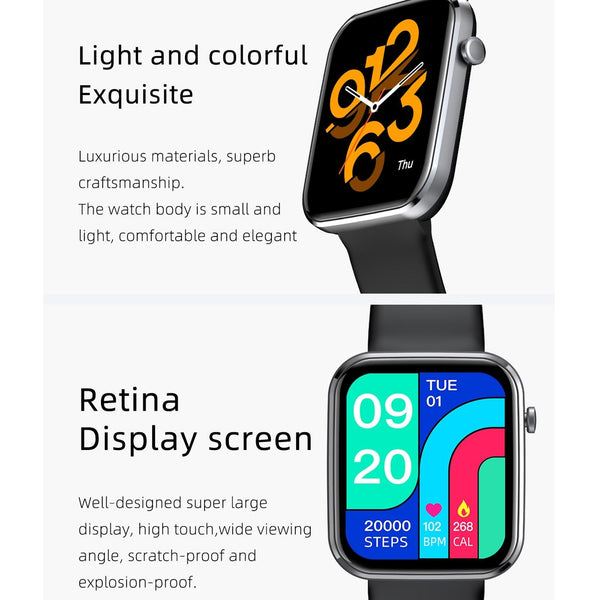 1.69 Inch Ip67 Waterproof Smart Watch With Touch Screen Health Monitoring Blue Smart Watches