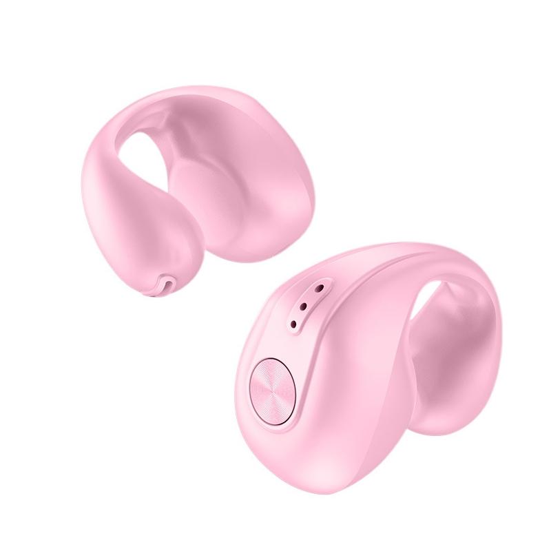 Wireless Dual Ear Bone Conduction Bluetooth Earphones Mini Sport Clip Pink Earbuds