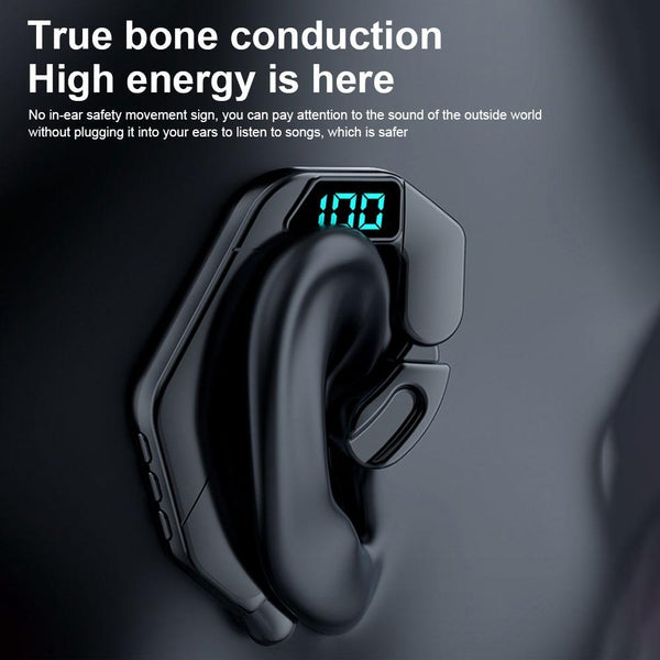 Digital Display Bone Conduction Bluetooth Headset Sporty Design Green Headsets