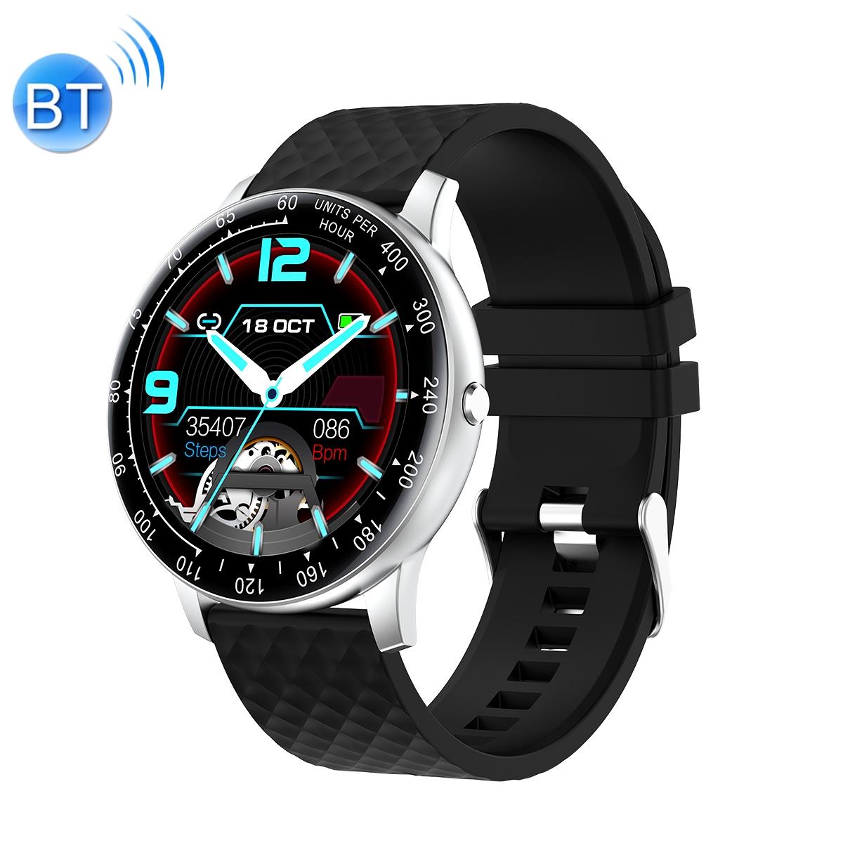 1.75 Inch Hd Round Screen Silicone Strap Smart Sports Watch Black + Silver Smart Watches