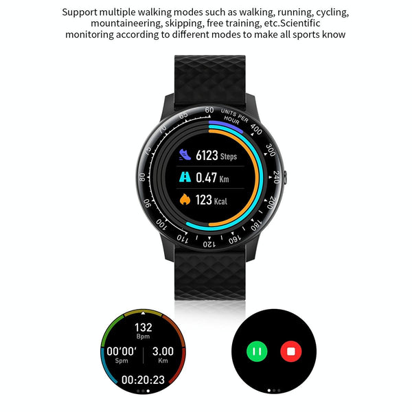 1.75 Inch Hd Round Screen Silicone Strap Smart Sports Watch Black + Silver Smart Watches
