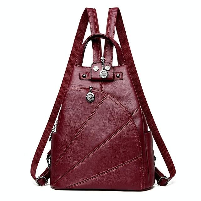Women Leather Backpack Secure & Stylish Wine Red Women Backpacks
