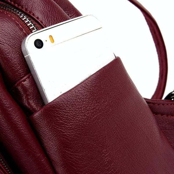 Women Leather Backpack Secure & Stylish Wine Red Women Backpacks