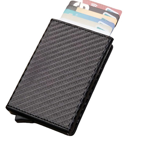Aluminum Rfid Card Holder With Automatic Pop Up Function Carbon Fiber Business Card Holders