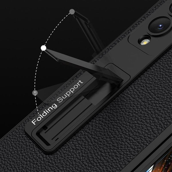 For Samsung Galaxy Z Fold4 5G Leather Case With Stand Ultra Thin Black Cases Covers & Skins