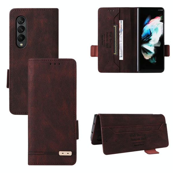 For Samsung Galaxy Z Fold4 5G Leather Flip Case With Magnetic Clasp Brown Cases Covers & Skins