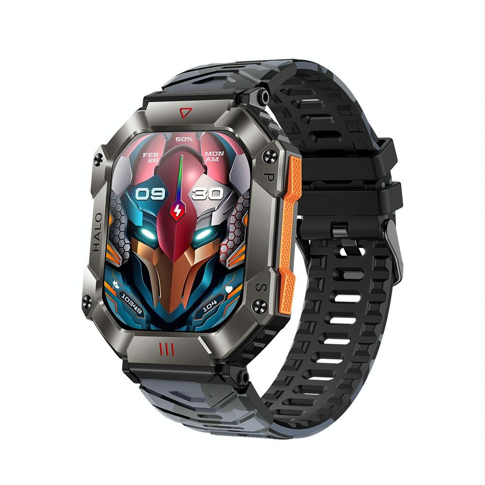 2.0" Bt5.1 Ip67 Sport Smartwatch With Call Sleep O2 Hr Bp Monitor Black + Camouflage Smart Watches