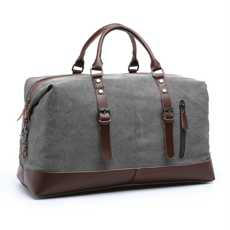 Men Leather Duffel Bag For Carry On Travel Gray Duffle Bags
