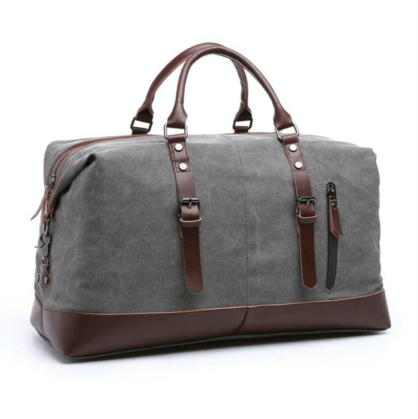 Men Leather Duffel Bag For Carry On Travel Gray Duffle Bags