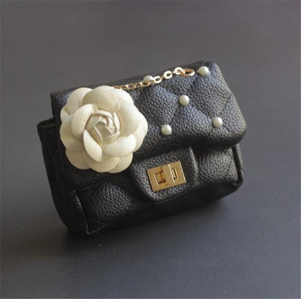 Glitter Flower Chain Kid Shoulder Bag Black Backpacks & Bags
