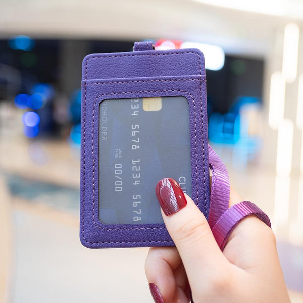 Vertical Id Card Bag And Lanyard Purple Id & Document Holders