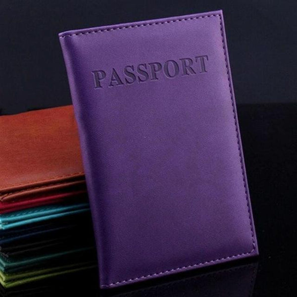 Travel Passport Cover Faux Leather Holder Purple Travel Wallets