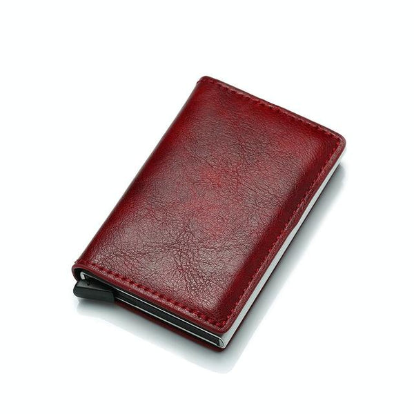 Anti Magnetic Rfid Leather Metal Wallet Universal Fit Red Wallets